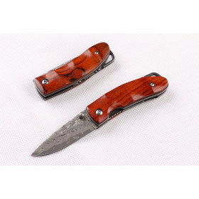 Damascus.Small mountain folding knife UD402343